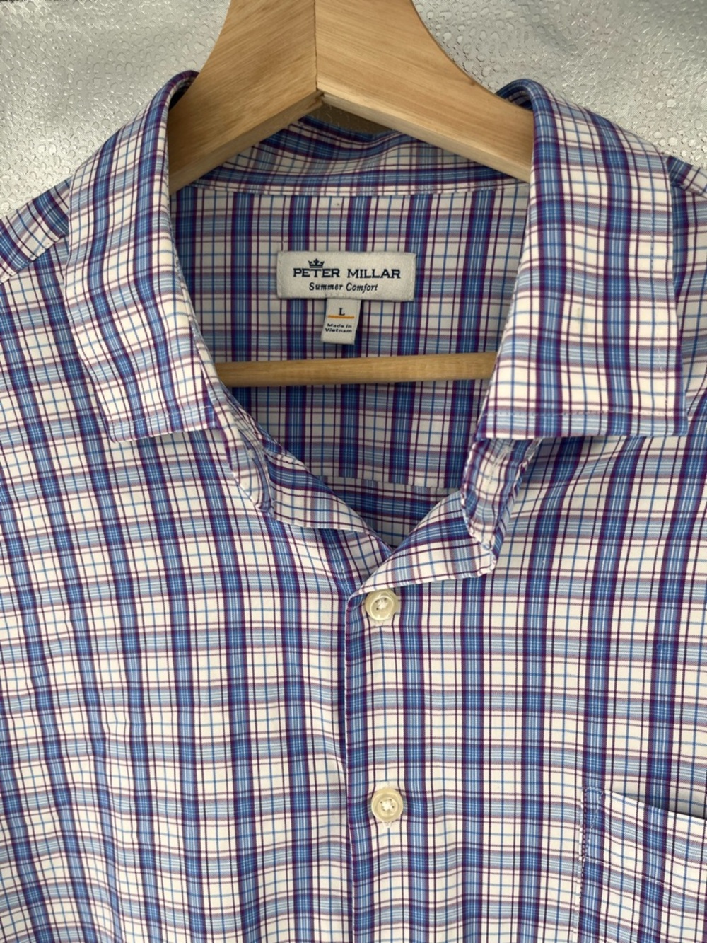 Peter Millar Summer Comfort Plaid Button Down Shirt Size L Office